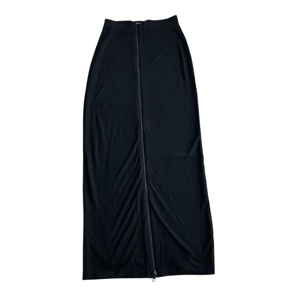 Armani Exchange Skirt Womens Size Medium Black Full Zip Front Maxi Soft Goth - Picture 3 of 7